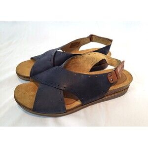 Cobb Hill Slingback Sandals May Black Leather Cross Strap Size 9.5 New